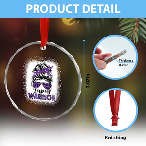 Lupus Warrior Crystal Glass Ornament Purple Ribbon Messy Bun Women TS10 Print Your Wear