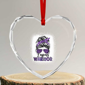 Lupus Warrior Heart Crystal Glass Ornament Purple Ribbon Messy Bun Women TS10 Transparent Glass 3'' Heart Print Your Wear