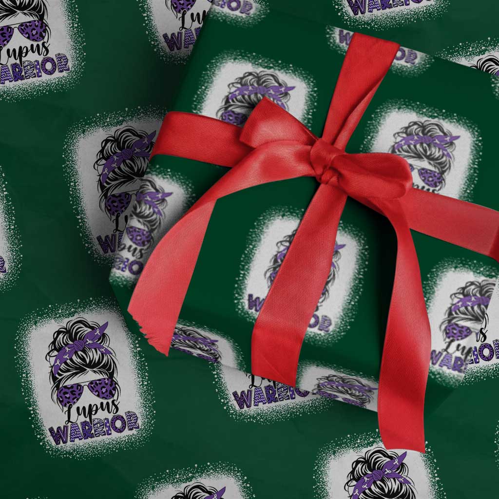 Lupus Warrior Wrapping Paper Roll Purple Ribbon Messy Bun Women TS10 Green Print Your Wear