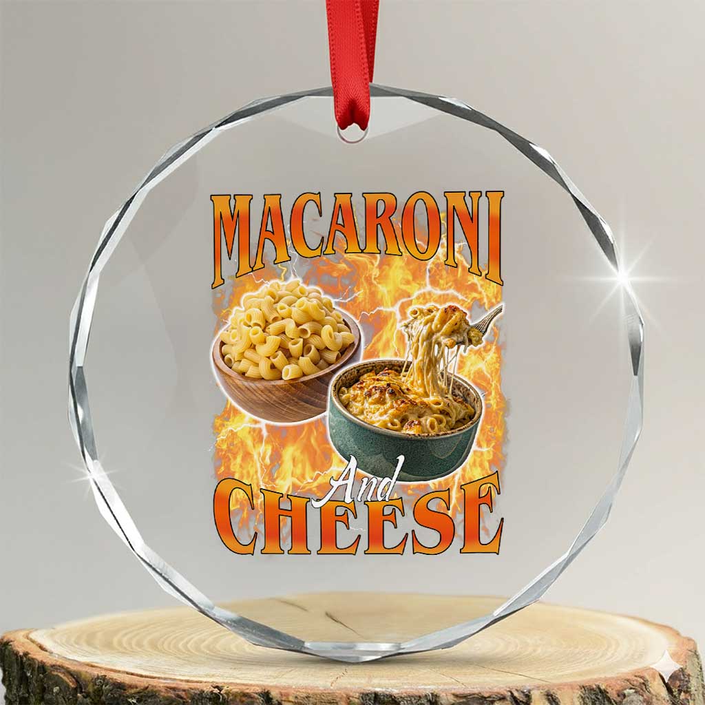 Macaroni And Cheese Meme Crystal Glass Ornament Vintage 90s Style Funny Foodie Bootleg Graphic TS10 Transparent Glass 3'' Circle Print Your Wear