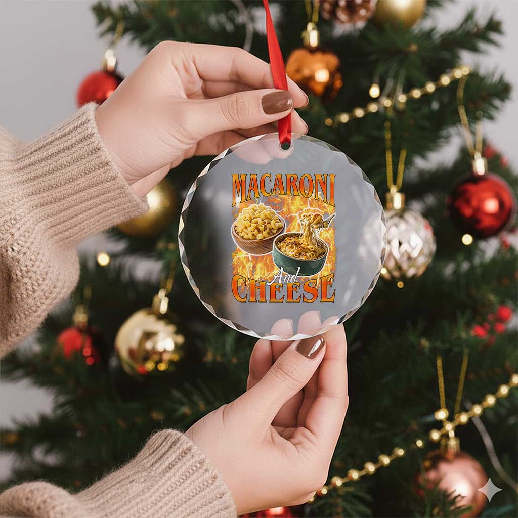 Macaroni And Cheese Meme Crystal Glass Ornament Vintage 90s Style Funny Foodie Bootleg Graphic TS10 Print Your Wear