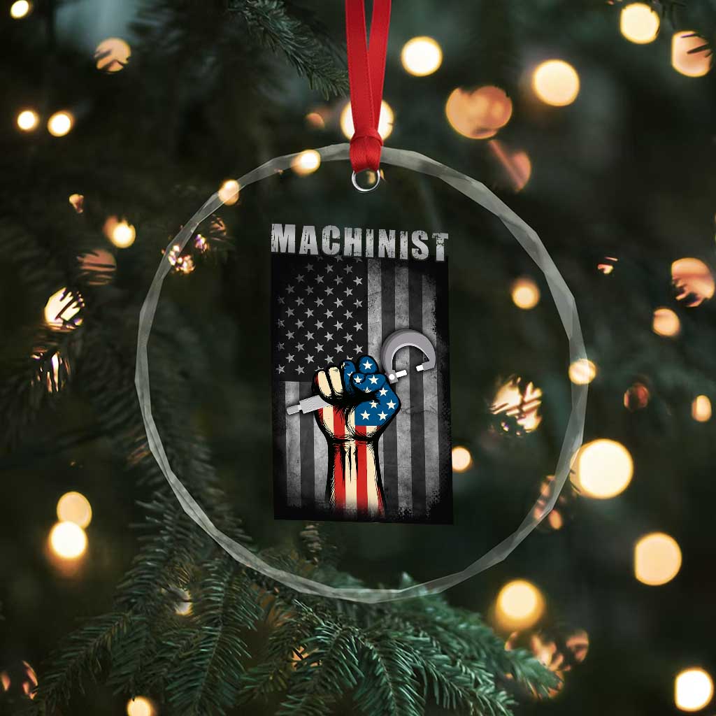 Machinist Patriotic US Flag Crystal Glass Ornament TS14 Print Your Wear