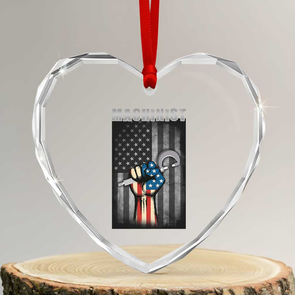 Machinist Patriotic US Flag Heart Crystal Glass Ornament TS14 Transparent Glass 3'' Heart Print Your Wear