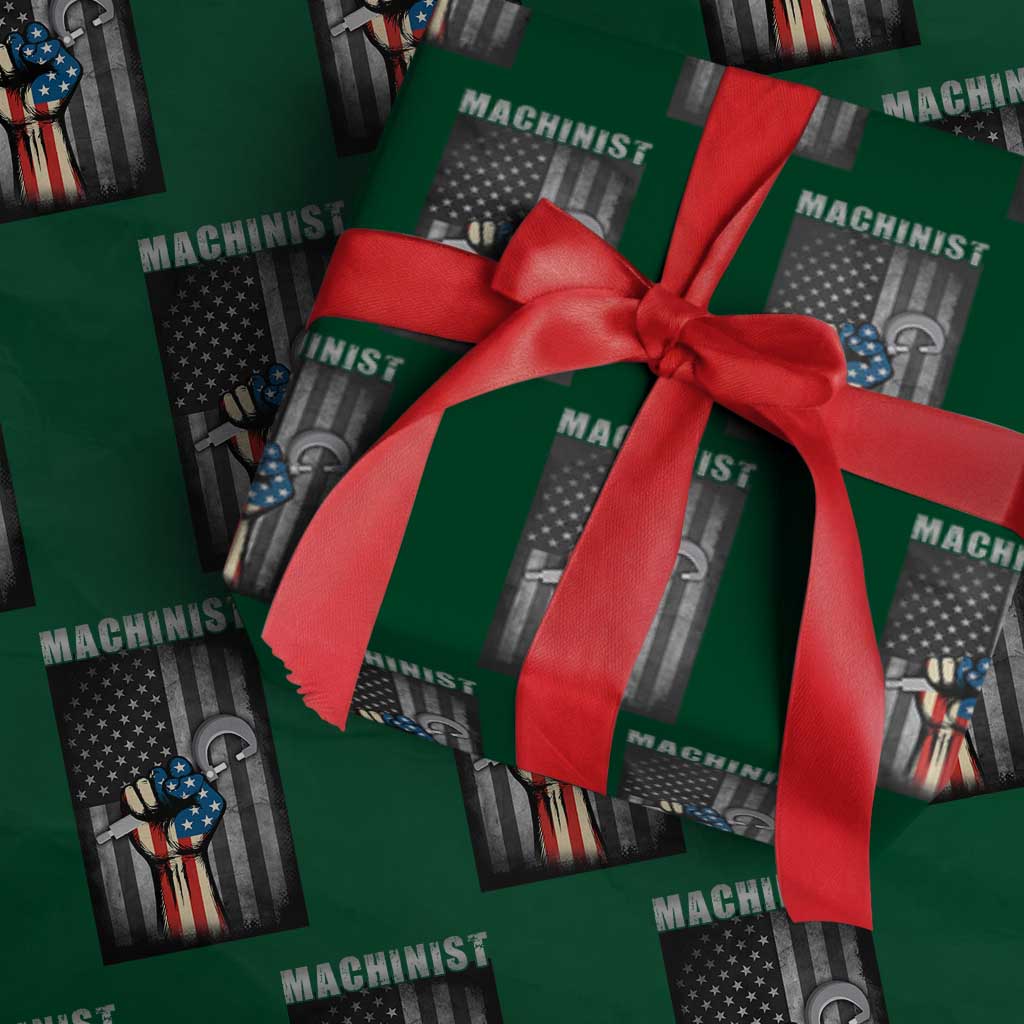 Machinist Patriotic US Flag Wrapping Paper Roll TS14 Green Print Your Wear