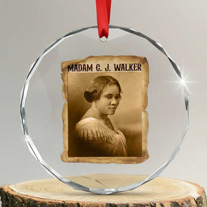 Madam CJ Walker Crystal Glass Ornament Female Empowerment History Gift TS12 Transparent Glass 3'' Circle Print Your Wear