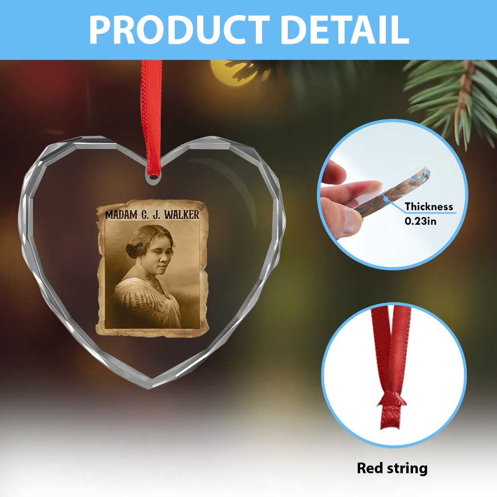 Madam CJ Walker Heart Crystal Glass Ornament Female Empowerment History Gift TS12 Print Your Wear
