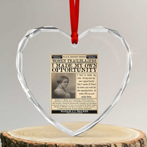 Madam C.J. Walker Heart Crystal Glass Ornament I Made My Own Opportunity TS12 Transparent Glass 3'' Heart Print Your Wear
