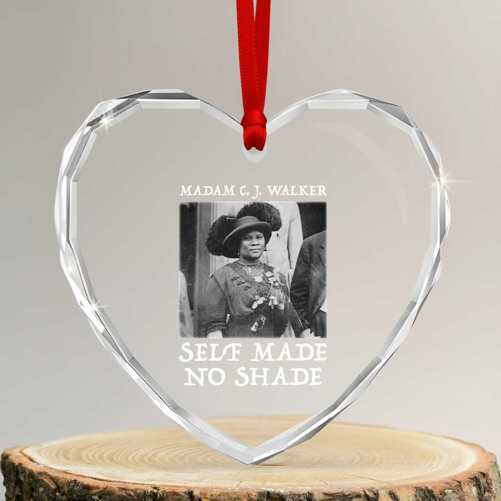 Madam CJ Walker Heart Crystal Glass Ornament Self Made No Shade Female Empowerment TS12 Transparent Glass 3'' Heart Print Your Wear