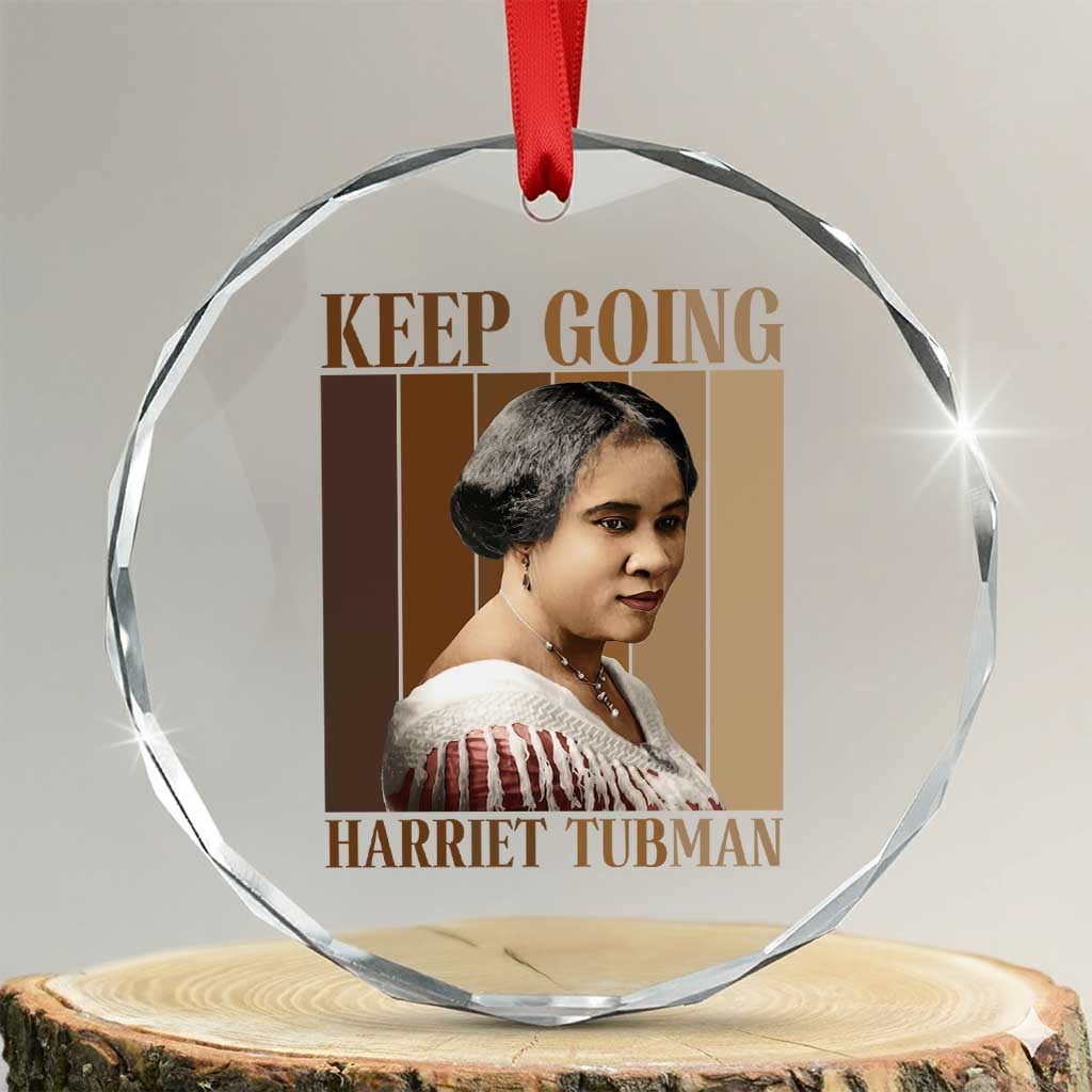 Madam CJ Walker Keep Going Retro Poster Crystal Glass Ornament Black History Month Gift TS12 Transparent Glass 3'' Circle Print Your Wear