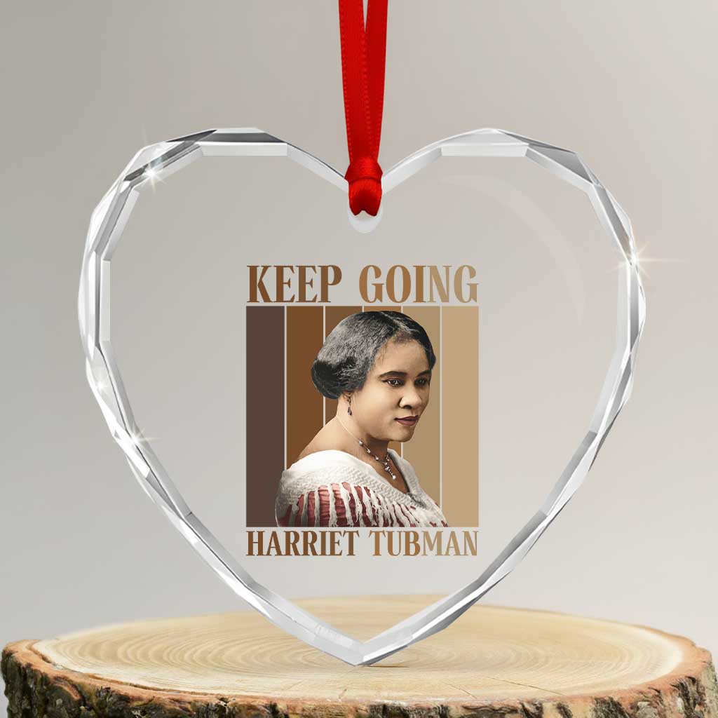 Madam CJ Walker Keep Going Retro Poster Heart Crystal Glass Ornament Black History Month Gift TS12 Transparent Glass 3'' Heart Print Your Wear