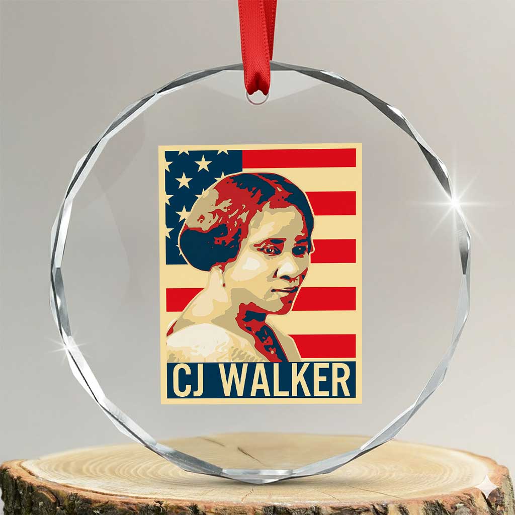Madam CJ Walker Patriotic Crystal Glass Ornament Black History Month Gift TS12 Transparent Glass 3'' Circle Print Your Wear