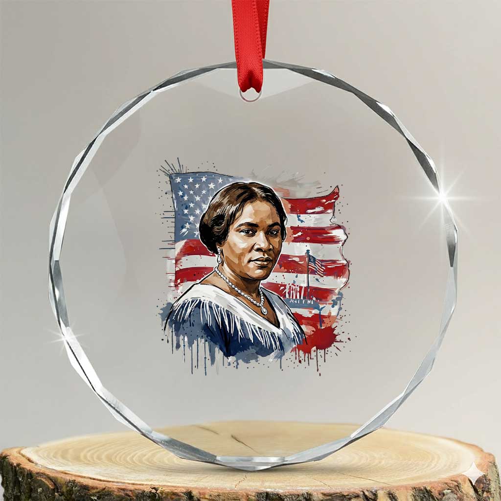Madam CJ Walker Patriotic Crystal Glass Ornament Strong Black Woman Leader TS12 Transparent Glass 3'' Circle Print Your Wear