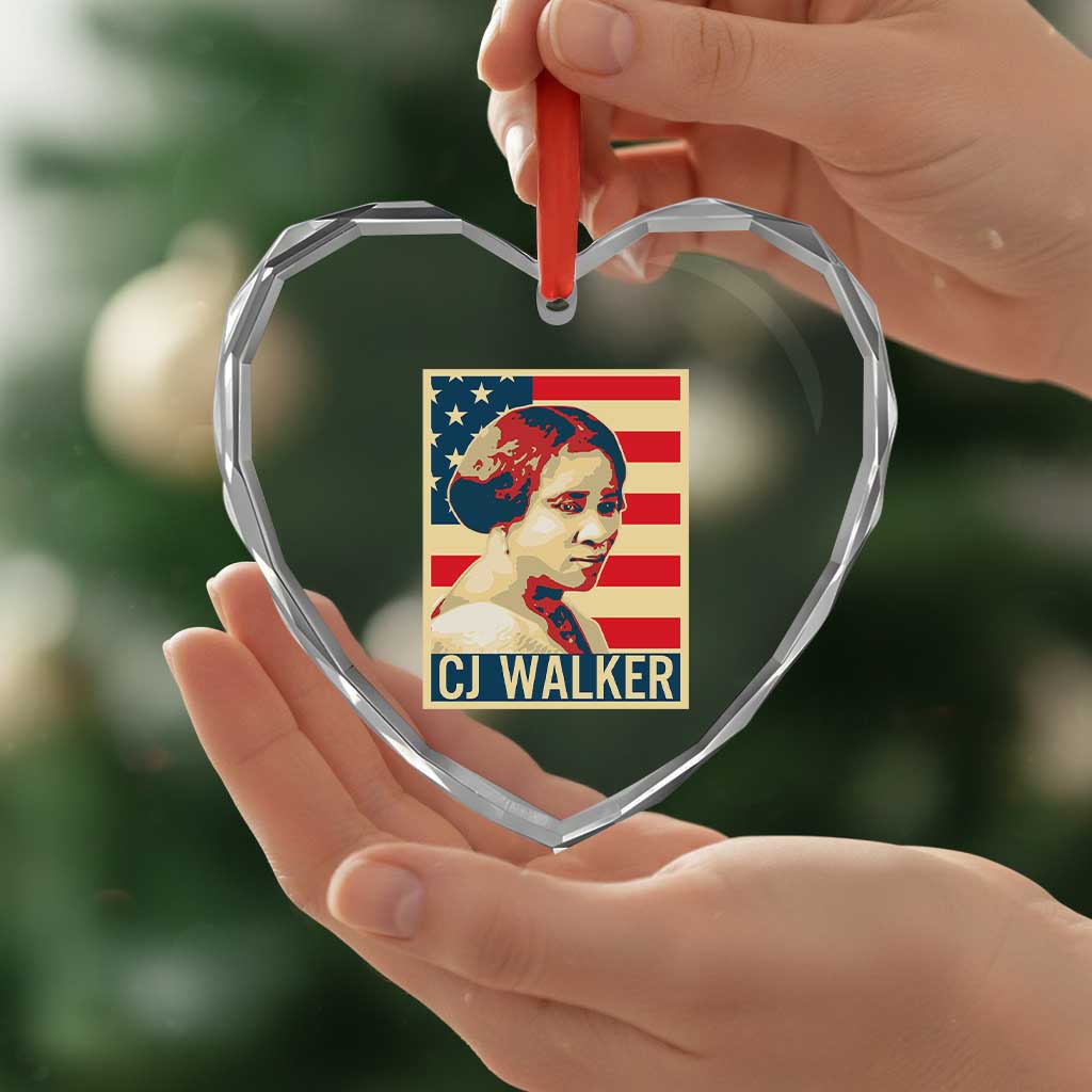 Madam CJ Walker Patriotic Heart Crystal Glass Ornament Black History Month Gift TS12 Print Your Wear