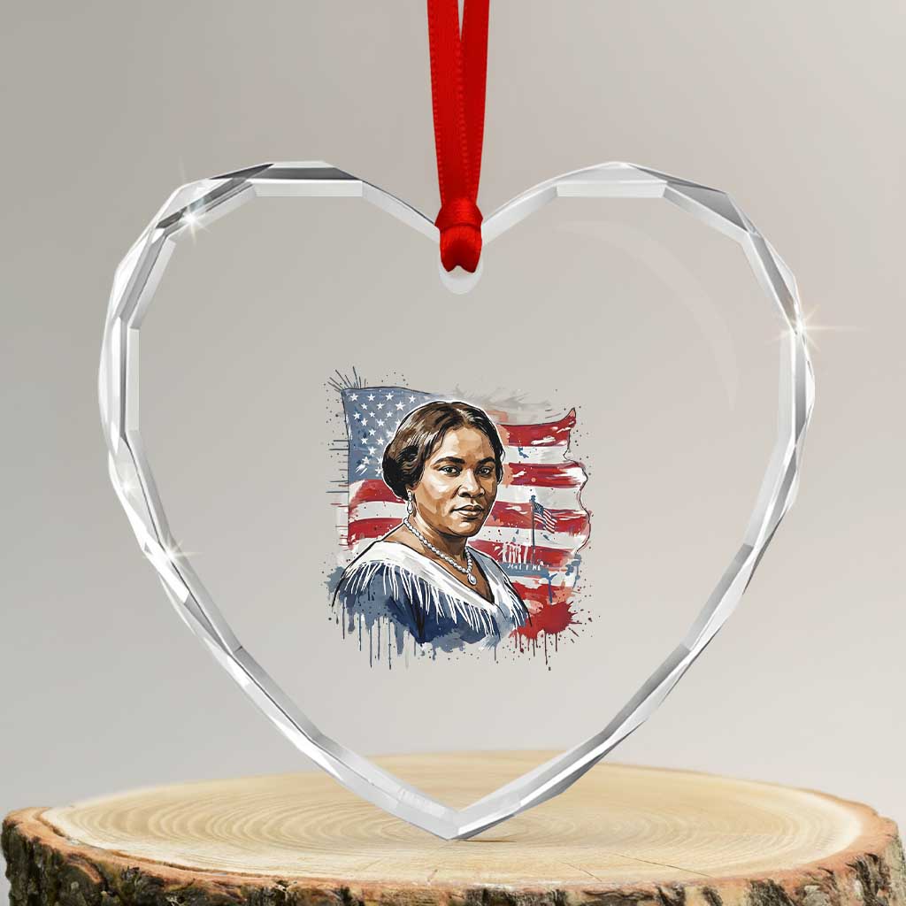 Madam CJ Walker Patriotic Heart Crystal Glass Ornament Strong Black Woman Leader TS12 Transparent Glass 3'' Heart Print Your Wear