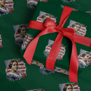 Madam CJ Walker Patriotic Wrapping Paper Roll Strong Black Woman Leader TS12 Green Print Your Wear