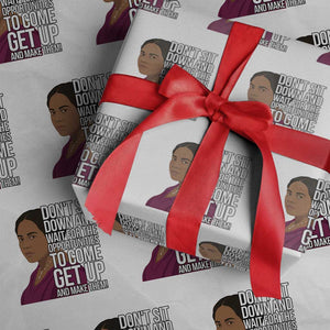 Madam CJ Walker Quote Wrapping Paper Roll Do Not Sit Down And Wait For Opportunities TS12 White Print Your Wear