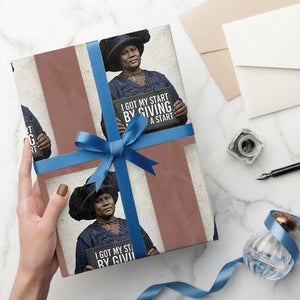 Madam CJ Walker Quote Wrapping Paper Roll I Got My Start By Giving Myself A Start TS12 Mocha Print Your Wear