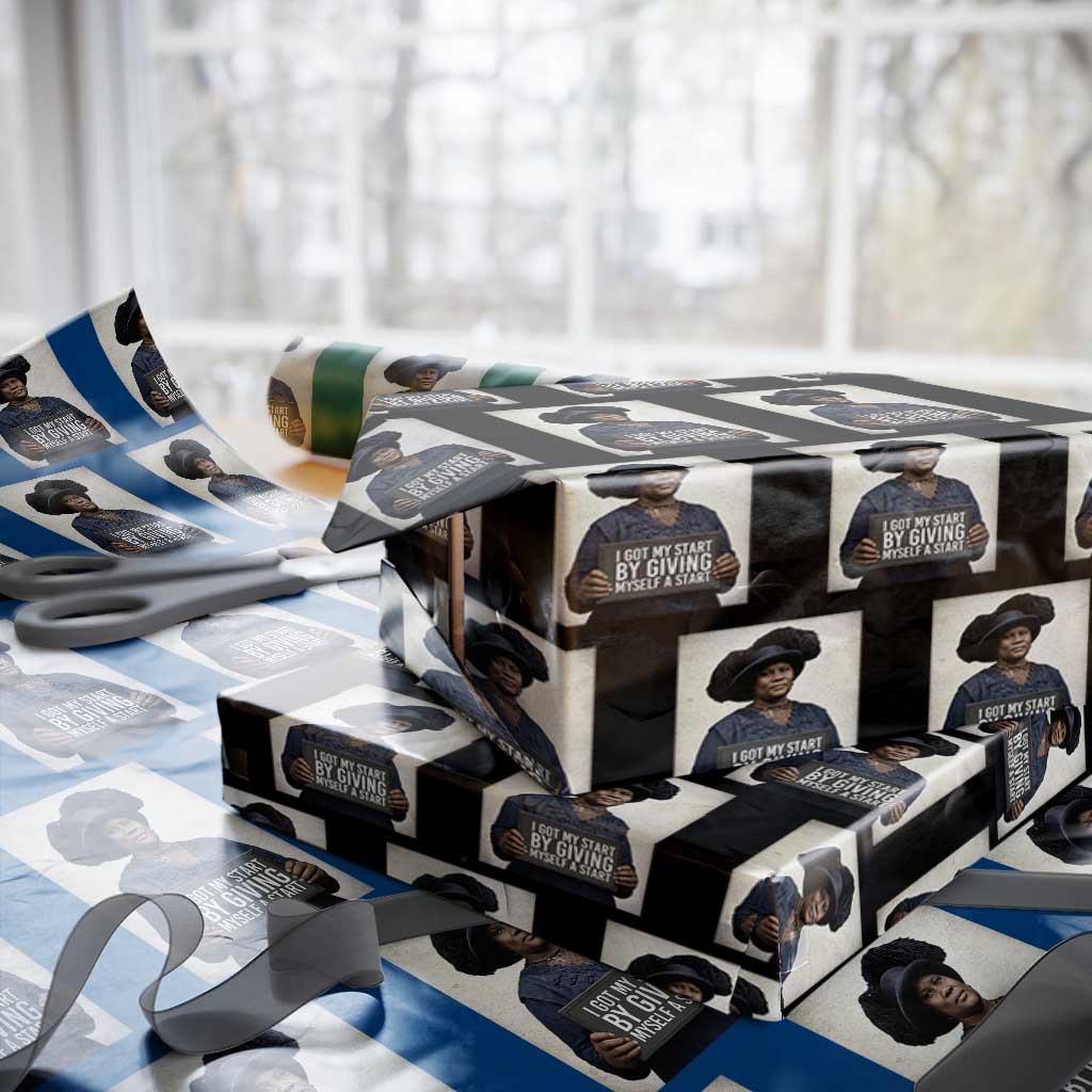 Madam CJ Walker Quote Wrapping Paper Roll I Got My Start By Giving Myself A Start TS12 Black Print Your Wear