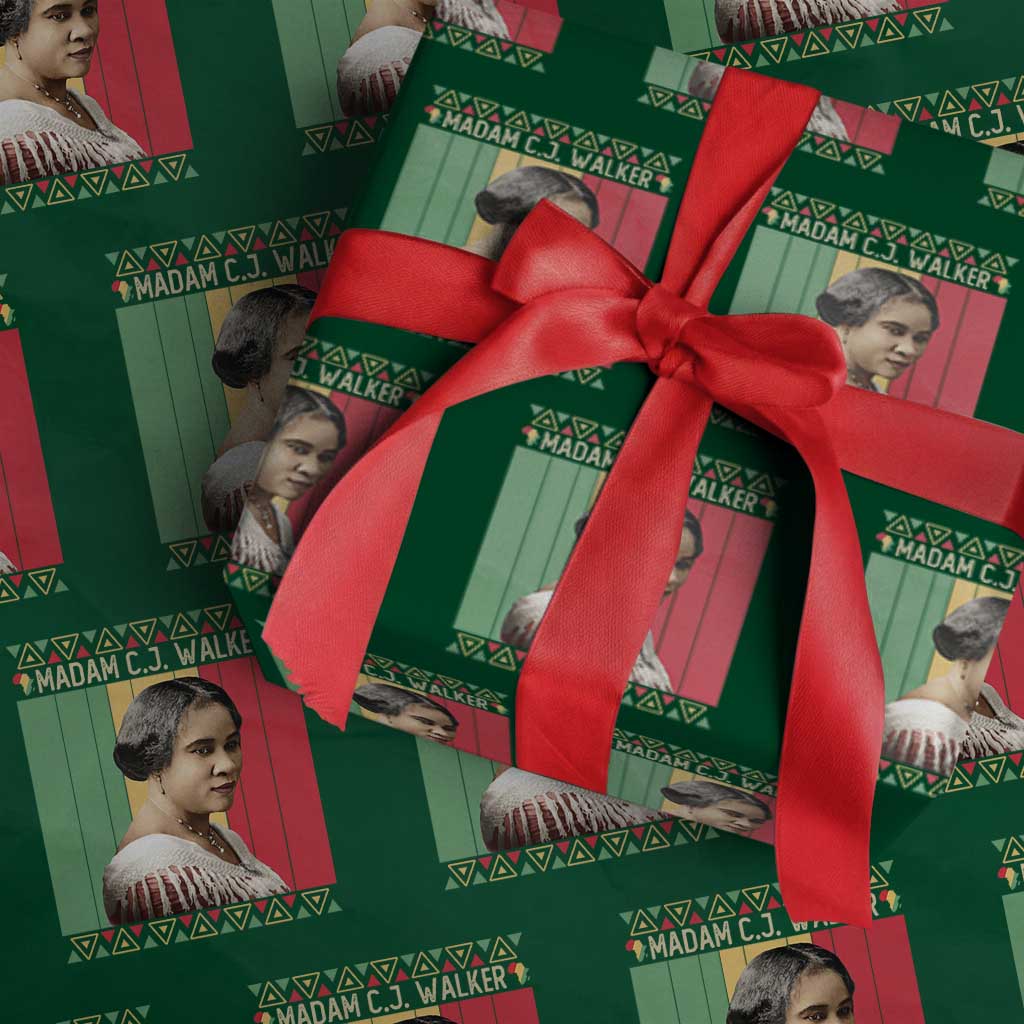 Madam CJ Walker Retro Sunset Wrapping Paper Roll Strong Black Woman Leader TS12 Green Print Your Wear