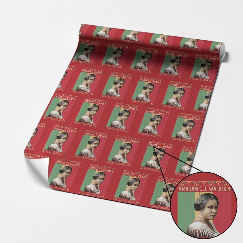 Madam CJ Walker Retro Sunset Wrapping Paper Roll Strong Black Woman Leader TS12 Red Print Your Wear