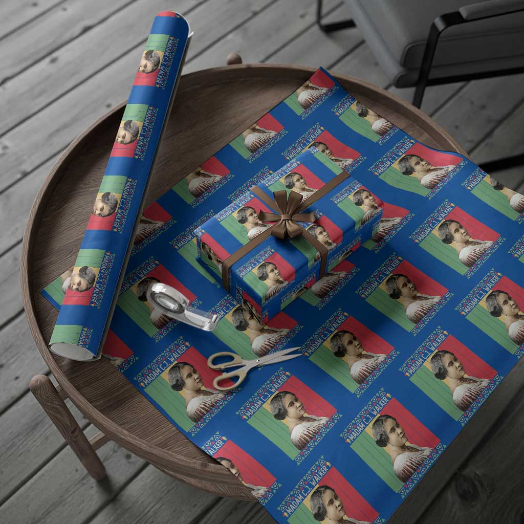 Madam CJ Walker Retro Sunset Wrapping Paper Roll Strong Black Woman Leader TS12 Blue Print Your Wear