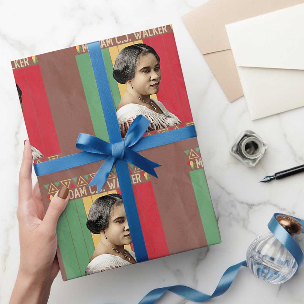 Madam CJ Walker Retro Sunset Wrapping Paper Roll Strong Black Woman Leader TS12 Mocha Print Your Wear