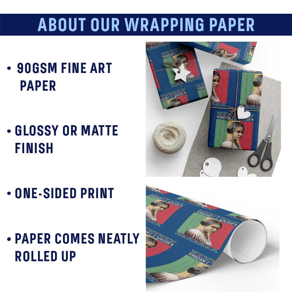 Madam CJ Walker Retro Sunset Wrapping Paper Roll Strong Black Woman Leader TS12 Print Your Wear
