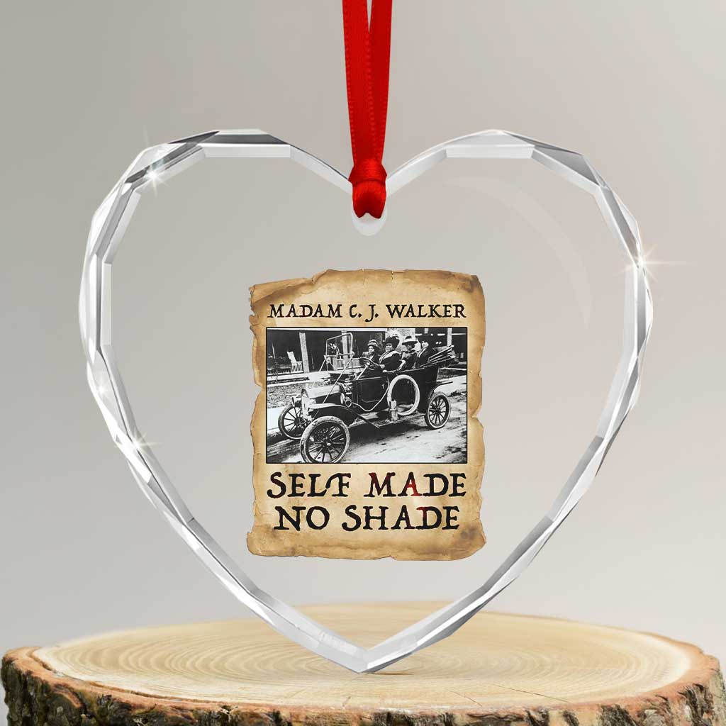 Madam CJ Walker Self Made Millionaire Heart Crystal Glass Ornament Strong Black Woman Leader TS12 Transparent Glass 3'' Heart Print Your Wear