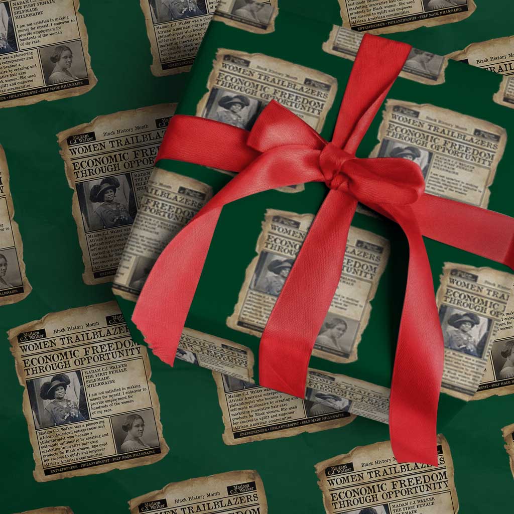 Madam CJ Walker Vintage Newspaper Style Wrapping Paper Roll Economic Freedom Through Opportunity TS12 Green Print Your Wear