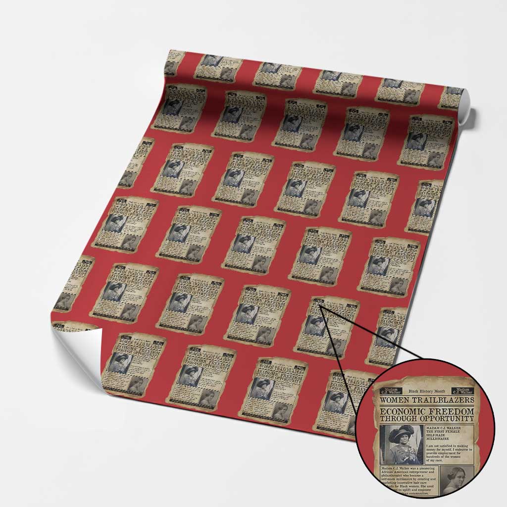 Madam CJ Walker Vintage Newspaper Style Wrapping Paper Roll Economic Freedom Through Opportunity TS12 Red Print Your Wear