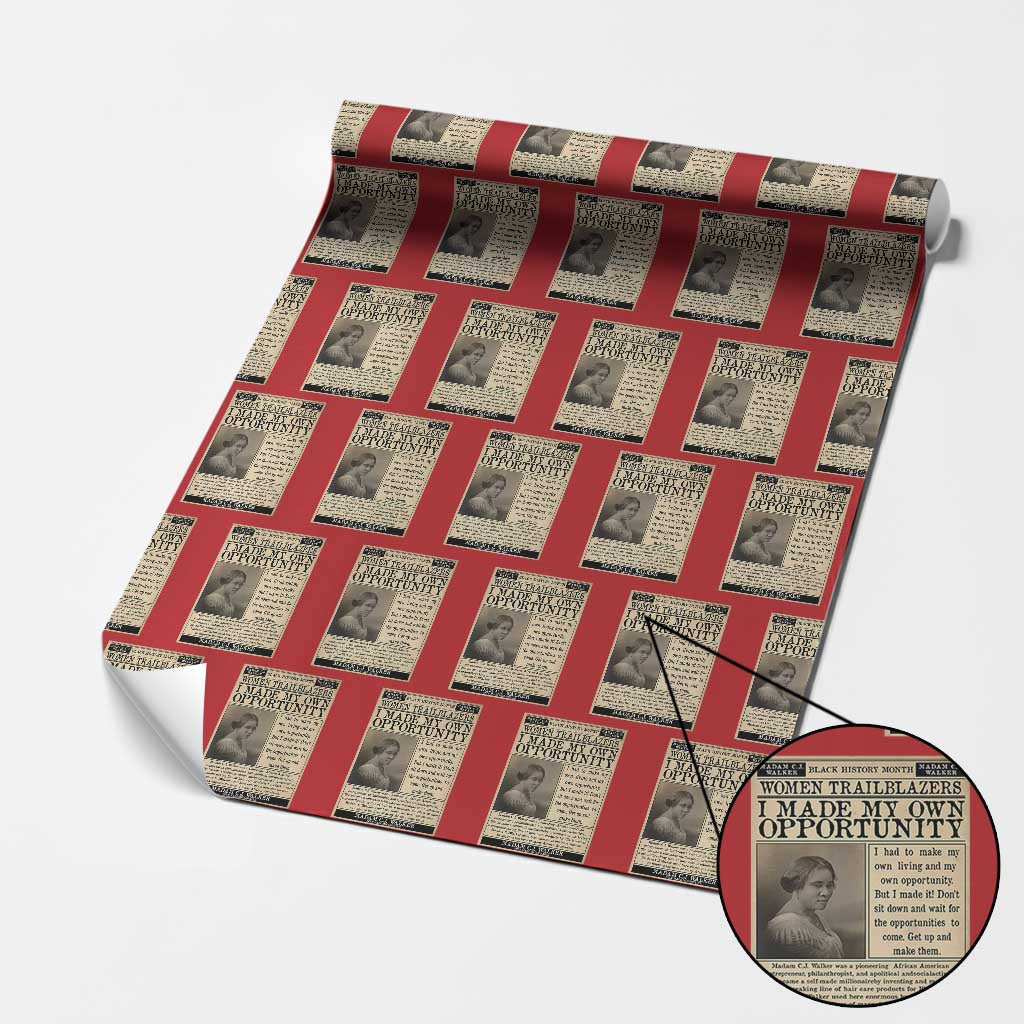 Madam C.J. Walker Wrapping Paper Roll I Made My Own Opportunity TS12 Red Print Your Wear