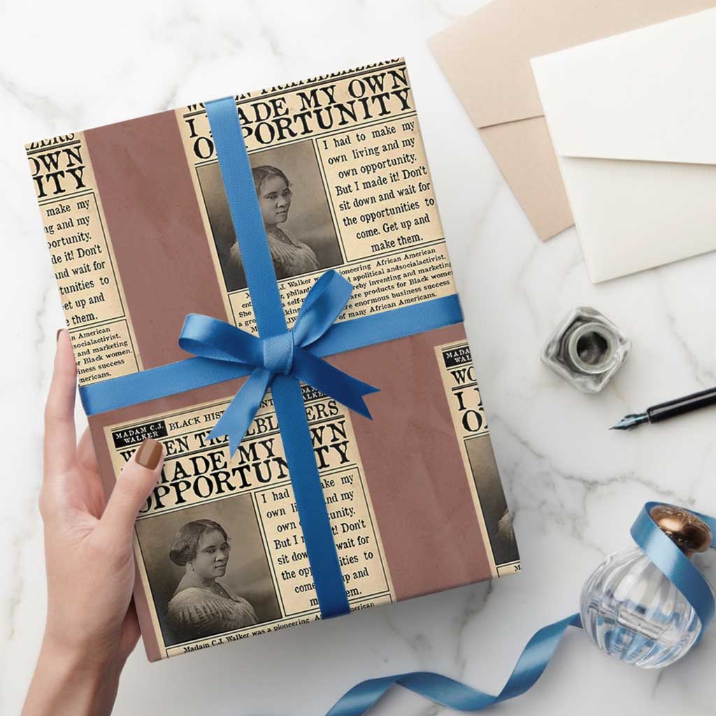 Madam C.J. Walker Wrapping Paper Roll I Made My Own Opportunity TS12 Mocha Print Your Wear