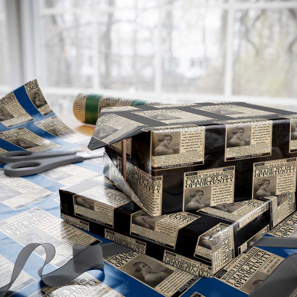 Madam C.J. Walker Wrapping Paper Roll I Made My Own Opportunity TS12 Black Print Your Wear