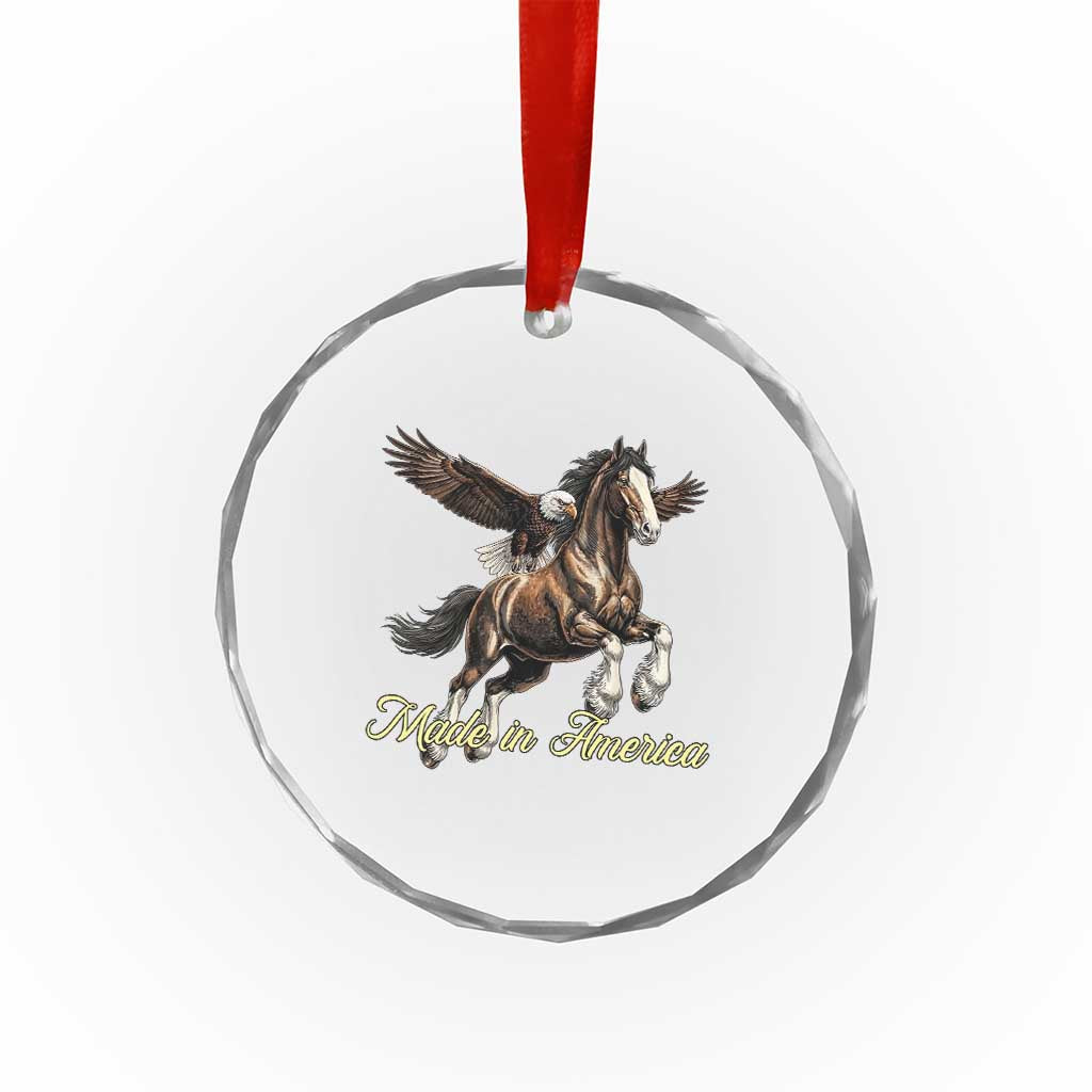 Made in America Patriotic Eagle and Horse Crystal Glass Ornament Strong American Pride Western Style TS02 Print Your Wear