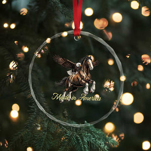 Made in America Patriotic Eagle and Horse Crystal Glass Ornament Strong American Pride Western Style TS02 Print Your Wear