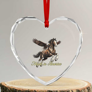 Made in America Patriotic Eagle and Horse Heart Crystal Glass Ornament Strong American Pride Western Style TS02 Transparent Glass 3'' Heart Print Your Wear