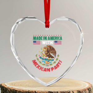 Made In America With Mexican Parts Heart Crystal Glass Ornament Mexico Coat of Arms Half Mexican Roots TS10 Transparent Glass 3'' Heart Print Your Wear
