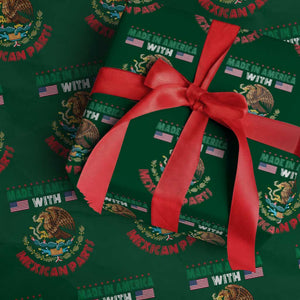 Made In America With Mexican Parts Wrapping Paper Roll Mexico Coat of Arms Half Mexican Roots TS10 Green Print Your Wear