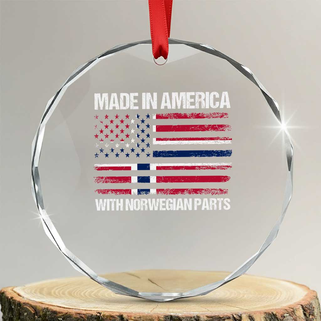 Made in America with Norwegian Parts Crystal Glass Ornament Half American Flag USA Norway Pride TS14 Transparent Glass 3'' Circle Print Your Wear