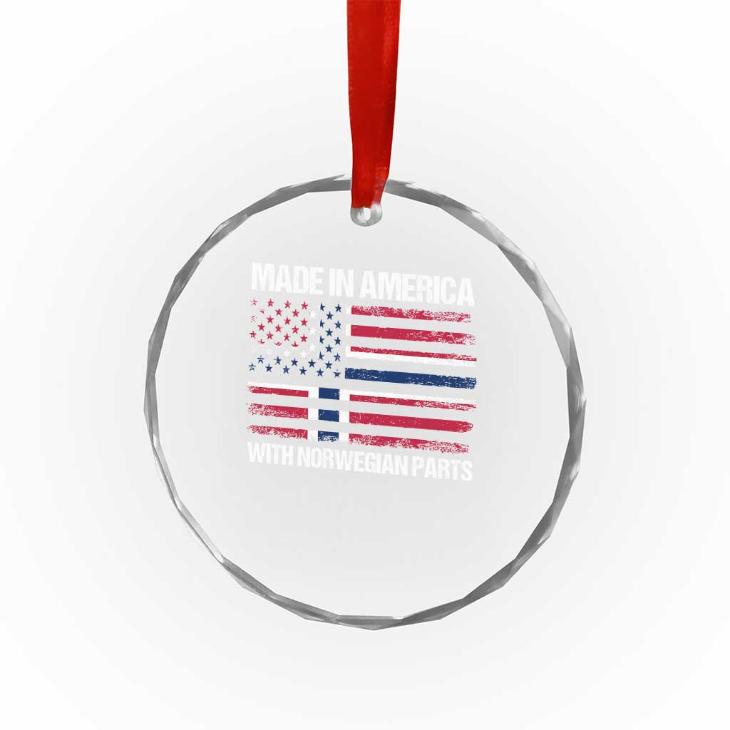Made in America with Norwegian Parts Crystal Glass Ornament Half American Flag USA Norway Pride TS14 Print Your Wear