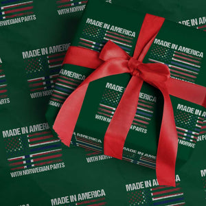 Made in America with Norwegian Parts Wrapping Paper Roll Half American Flag USA Norway Pride TS14 Green Print Your Wear