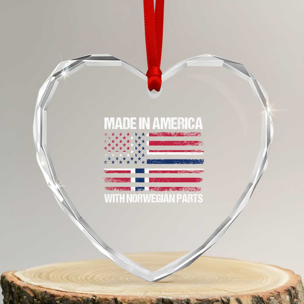 Made in America with Norwegian Parts Heart Crystal Glass Ornament Half American Flag USA Norway Pride TS14 Transparent Glass 3'' Heart Print Your Wear
