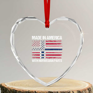 Made in America with Norwegian Parts Heart Crystal Glass Ornament Half American Flag USA Norway Pride TS14 Transparent Glass 3'' Heart Print Your Wear