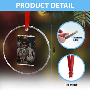 Maduro Captured Meme Crystal Glass Ornament On Board USS Iwo Jima Political Satire TS02 Print Your Wear