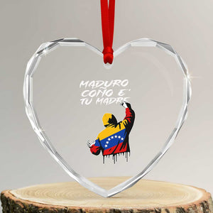 Maduro Cono e Tu Madre Heart Crystal Glass Ornament Venezuelan Protest Graffiti Graphic TS02 Transparent Glass 3'' Heart Print Your Wear