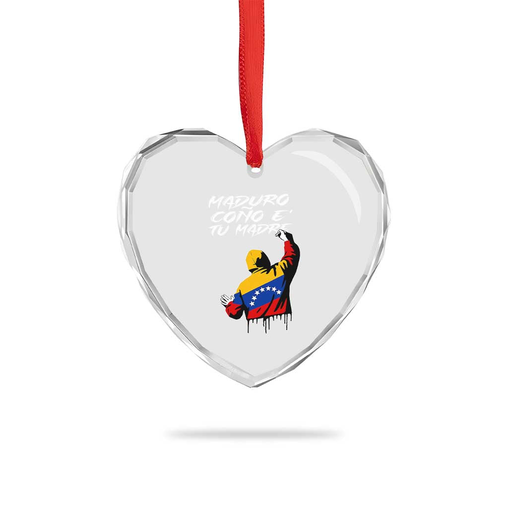 Maduro Cono e Tu Madre Heart Crystal Glass Ornament Venezuelan Protest Graffiti Graphic TS02 Print Your Wear