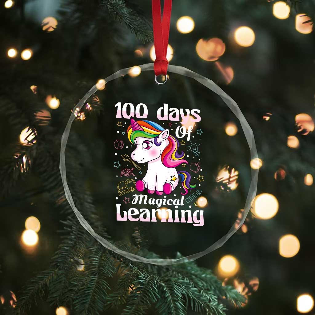 Magical Unicorn 100th Day of School Crystal Glass Ornament Cute Girls Celebration Gift