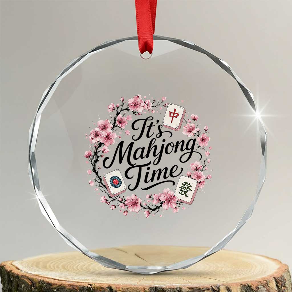 Mahjong Crystal Glass Ornament Floral Mah Jongg TS10 Transparent Glass 3'' Circle Print Your Wear
