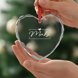 Mahjong Lovers Heart Crystal Glass Ornament Mah Jongg Game Night Graphic