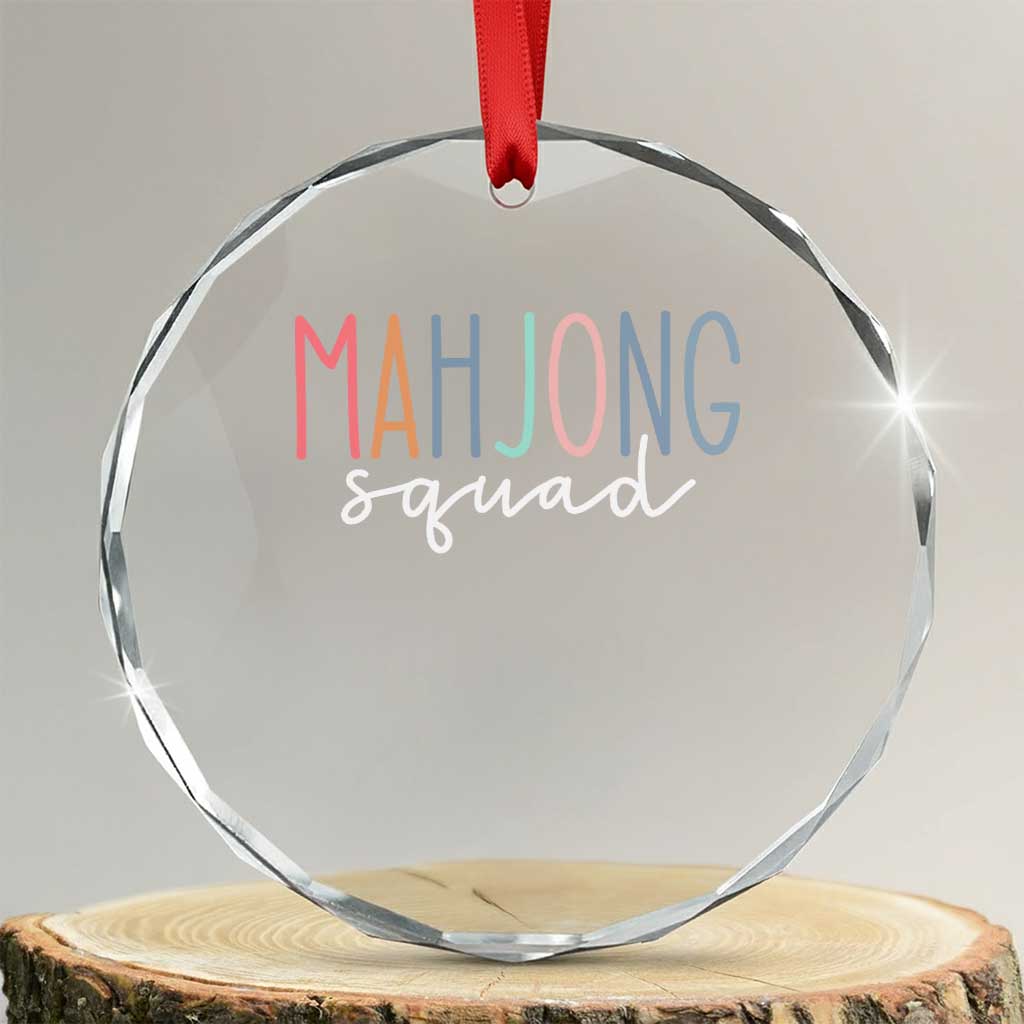 Mahjong Lovers Mahj Squad Crystal Glass Ornament Boho Pastel Cute Game Night Graphic TS10 Transparent Glass 3'' Circle Print Your Wear